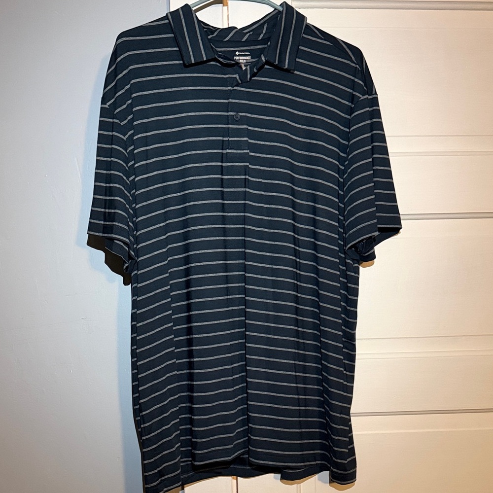 Classic Men's Polo Shirt - Navy and White Stripes